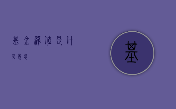 基金净值是什么意思