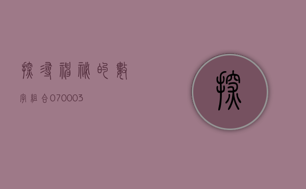 探寻神秘的数字组合—070003