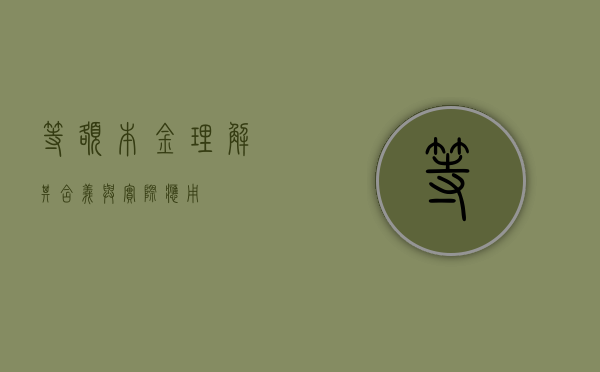 等额本金，理解其含义与实际应用