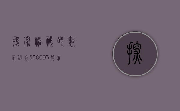 探索神秘的数字组合，530001