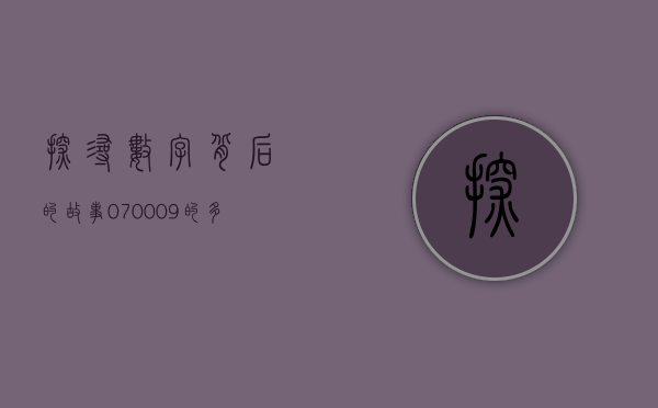 探寻数字背后的故事，070009的多元解读