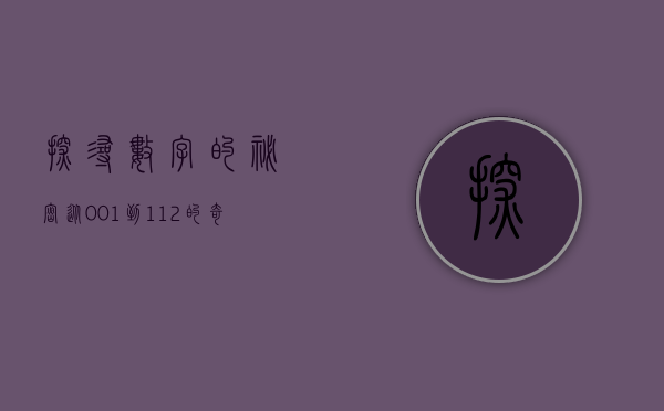 探寻数字的秘密，从001到112的奇妙之旅